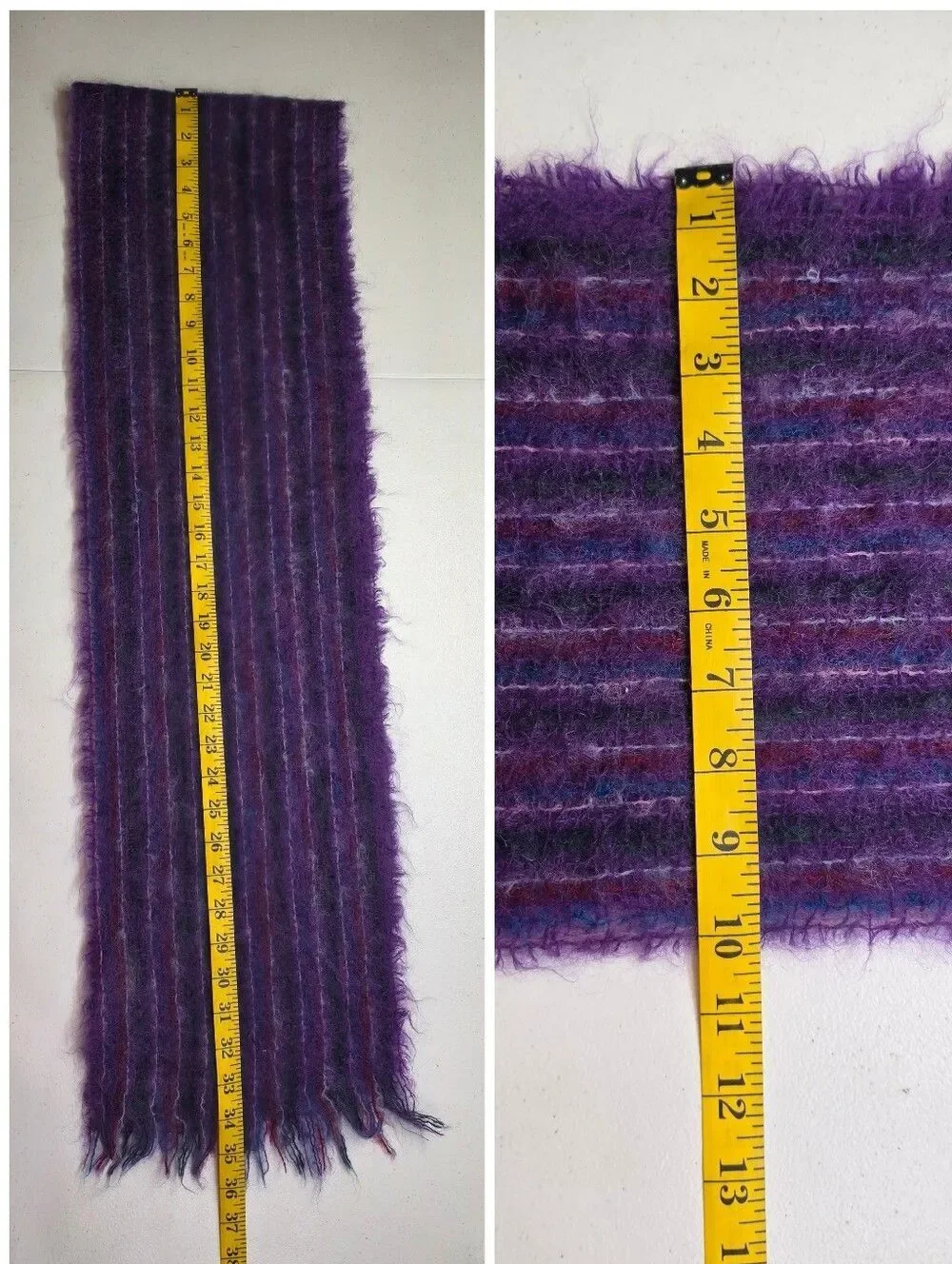 Vintage Handwoven Purple Mohair Scarf